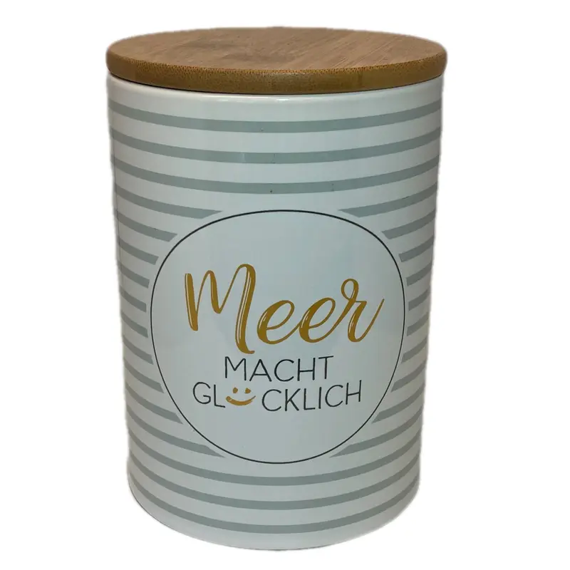 Porzellan - Vorratsdose, Kaffeedose, Dose, „Meer macht glücklich“