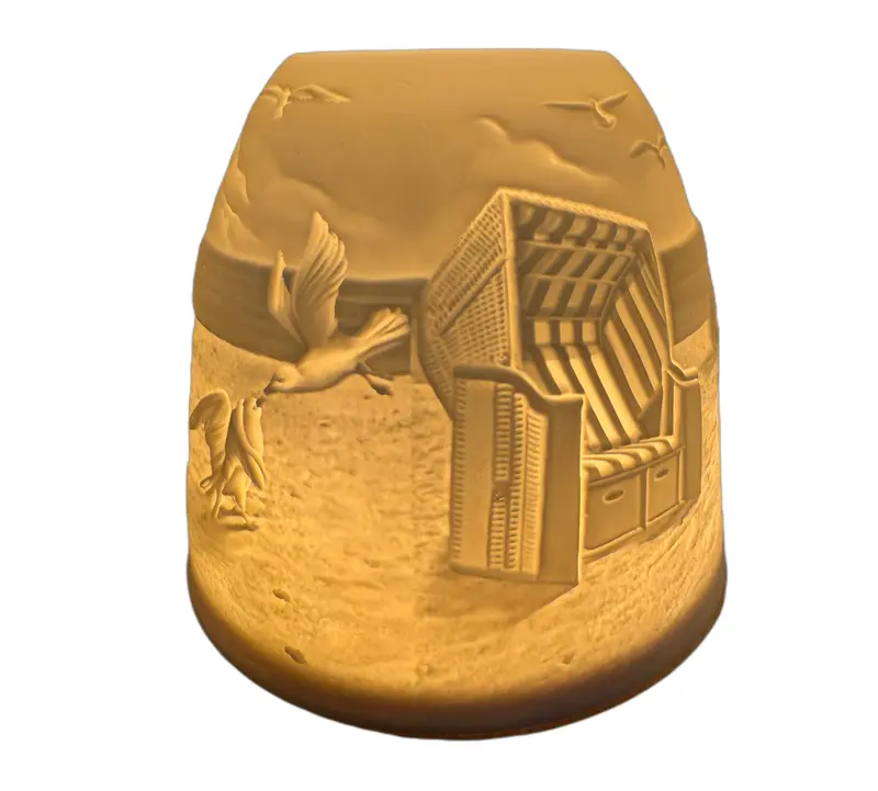 Porzellan Windlicht, Teelicht, Mini - Iglu "Strandkorb" MI314
