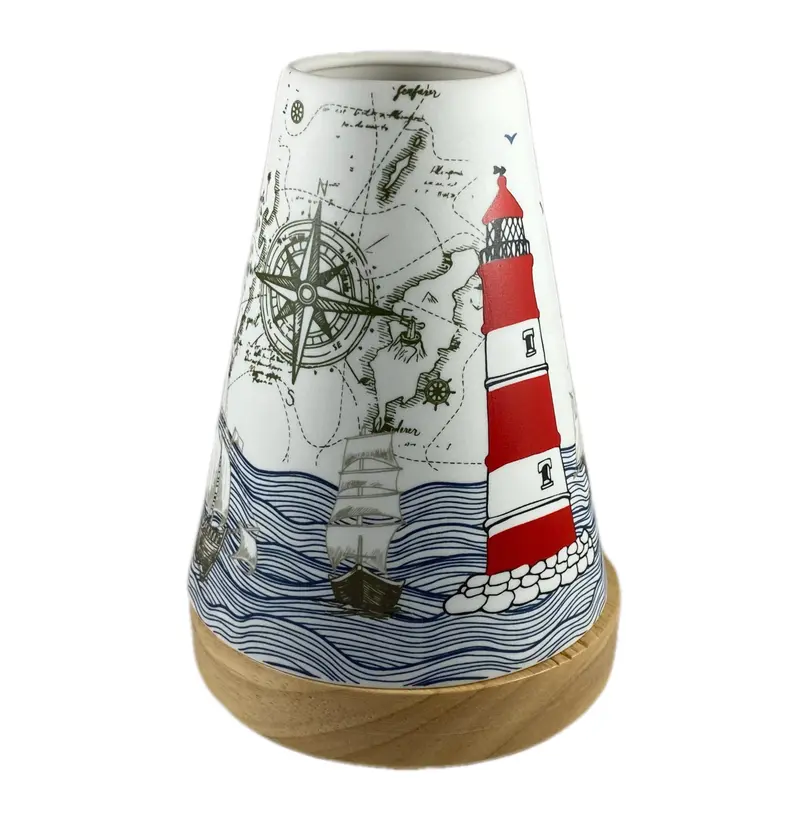 Porzellan Windlicht Vintage Style, „Maritim"
