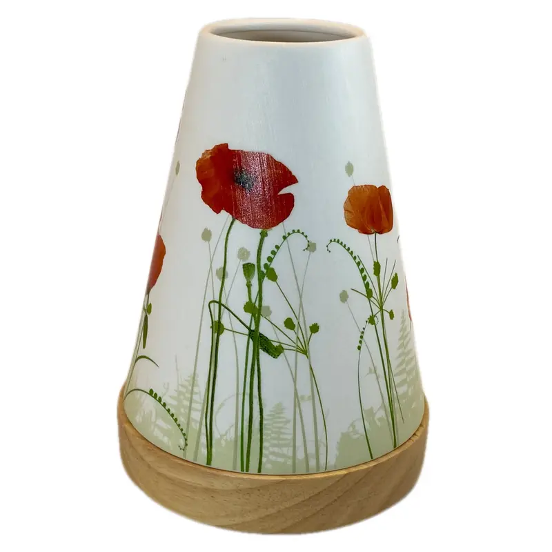 Porzellan Windlicht Vintage Style, „Mohnblume"