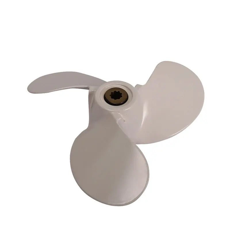 Propeller für Yamaha Außenborder 2,5 bis 6 PS, 7 1/4" Durchmesser, 6" Steigung, mit 9 Zähnen, Aluminium weiß lackiert (ersetzt 6L5-45943-01-EL)
