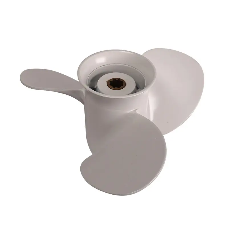 Propeller für Yamaha Außenborder 8 bis 20 PS, 9-1/4" Durchmesser, 11" Steigung, mit 8 Zähnen, Aluminium weiß lackiert (ersetzt 63V-45943-00-EL)