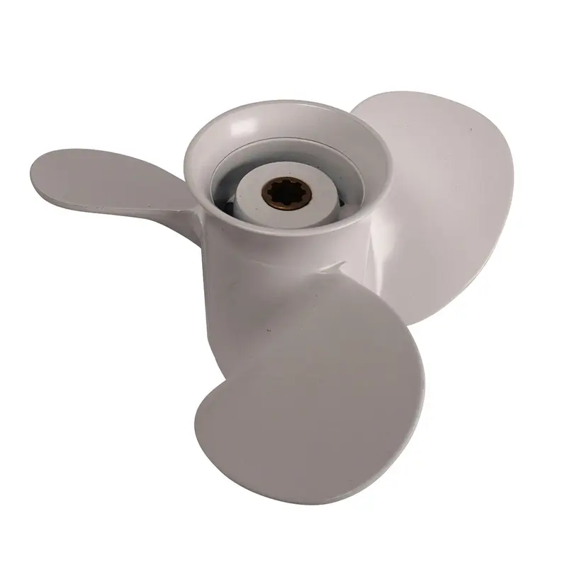 Propeller für Yamaha Außenborder 8 bis 20 PS, 9-1/4" Durchmesser, 12" Steigung, mit 8 Zähnen, Aluminium weiß lackiert (ersetzt 63V-45941-00-EL)