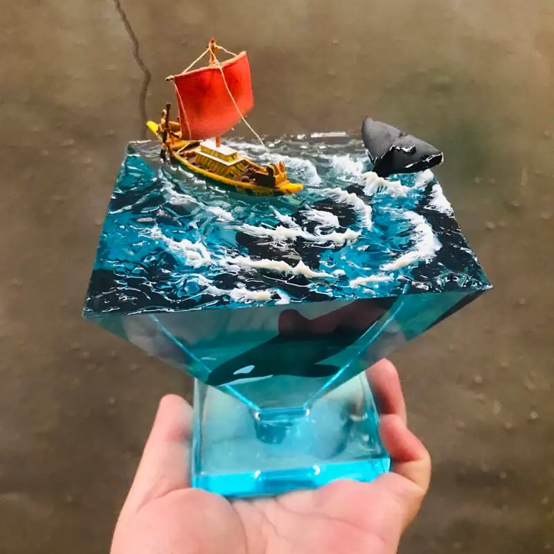 Resin Marine Whale Ornaments Sailing Boat & Orca