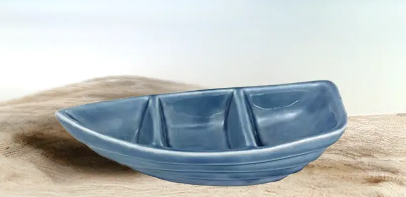 Ruderboot- glasiert- Maritime Deko- Figur- 24 cm