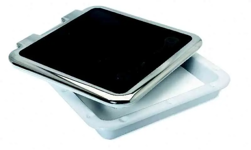 Rutgerson Decksluke quadratisch – Edelstahlrahmen, getöntes Acrylglas, ISO 12216