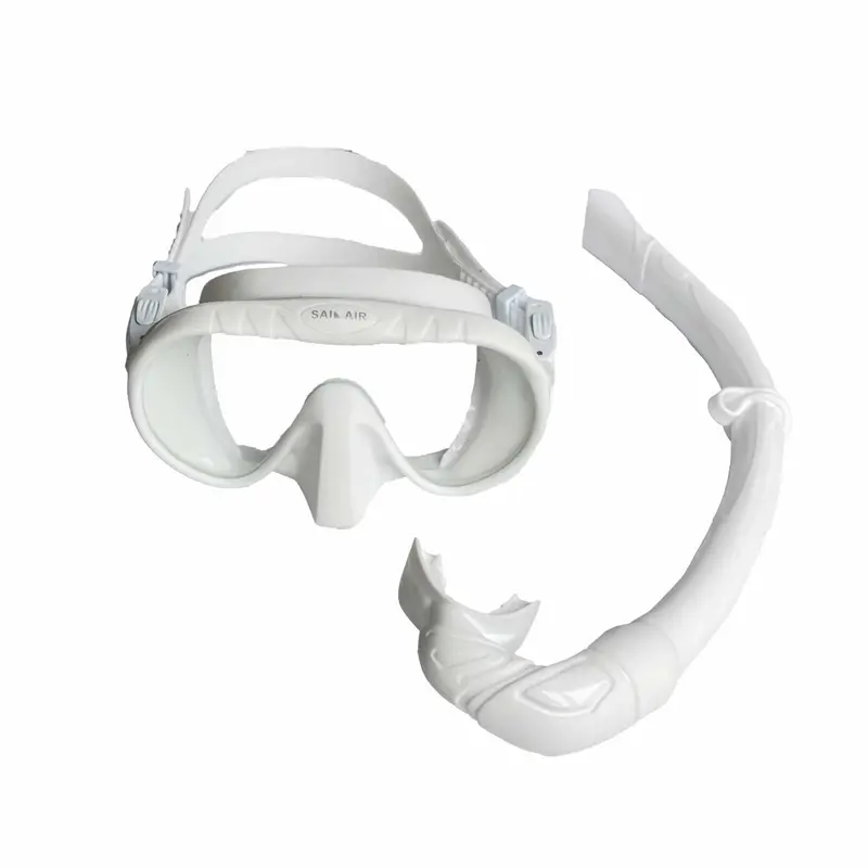 SailAir Mask with Snorkel White | Frameless Diving Mask and Rollable Snorkel Set