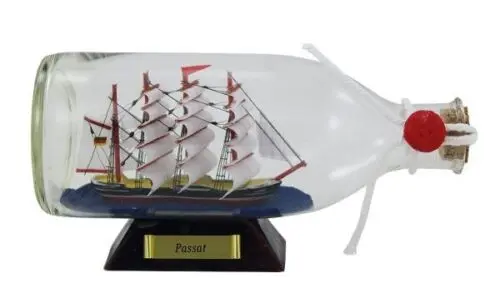Schiff in Flasche- Flaschenschiff- Buddelschiff -L 16 cm- Passat