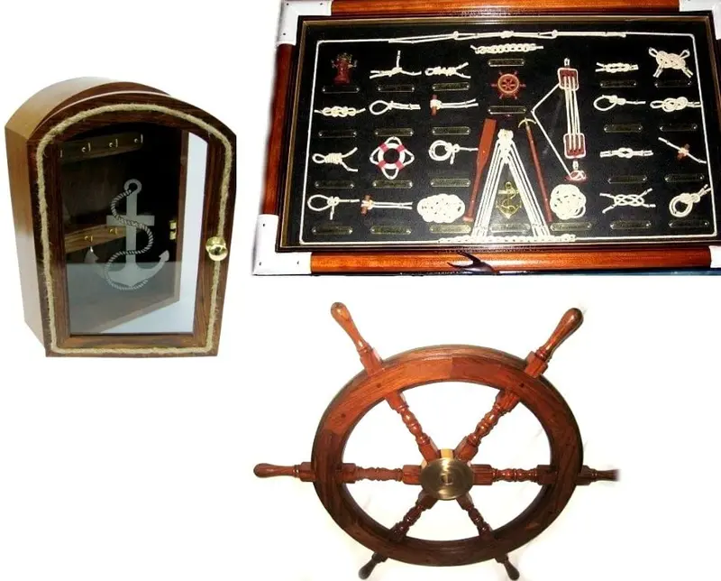 Schlüsselkasten/Steuerrad 45 cm/Große Knotentafel -Knotenbezeichnung - englisch