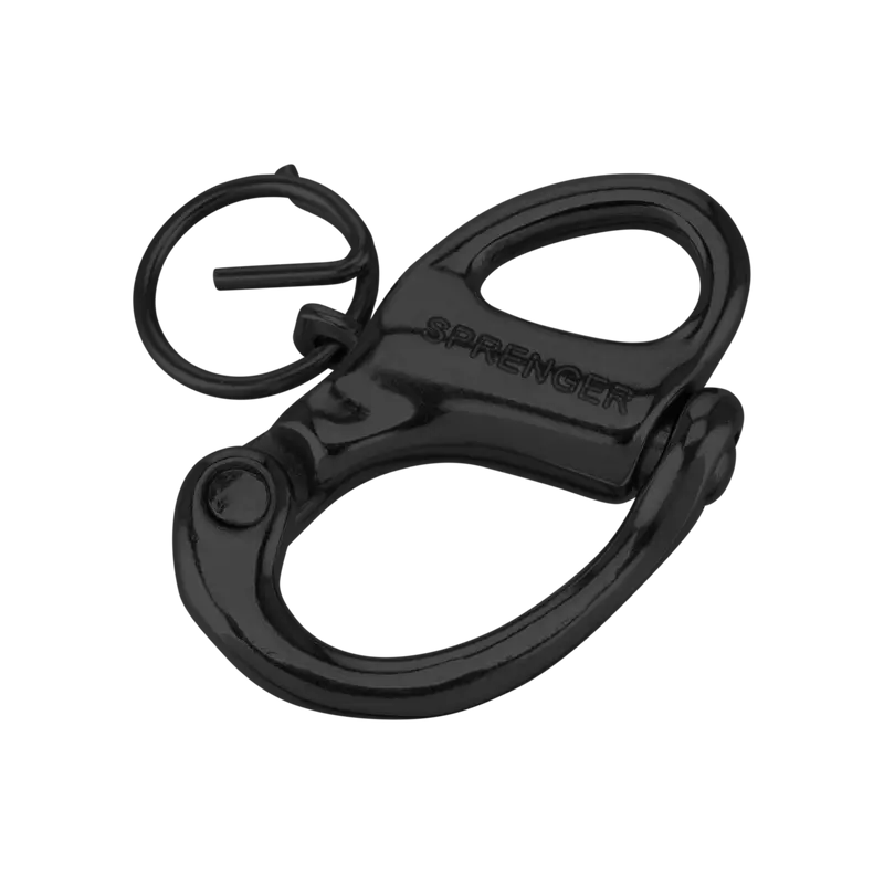 Schnappschäkel mit fester Öse - Edelstahl Rostfrei schwarz, 52 mm
