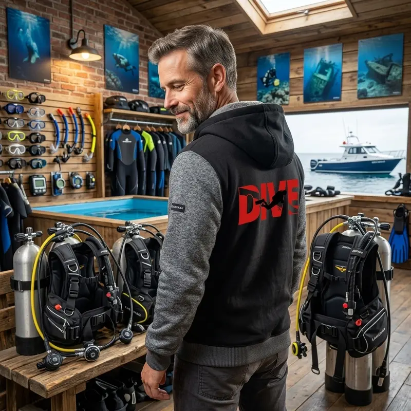 Scuba diving Hoodie for Men | coated Fleece DIVE