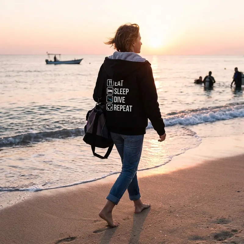Scuba diving Hoodie for Men |  'Eat, Sleep, Dive, Repeat'