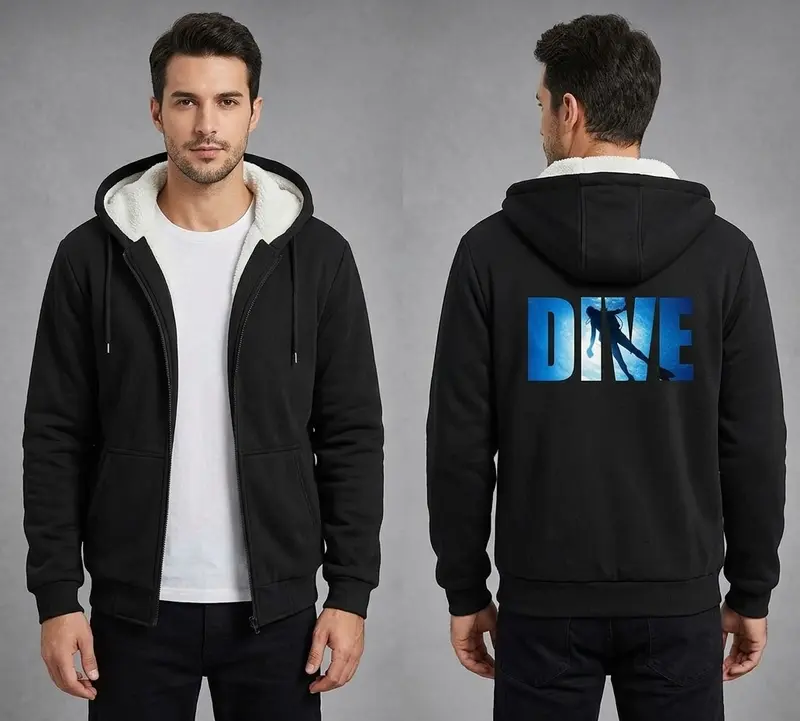 Scuba diving Hoodie for Men | Men Coated Fleece Hoodie