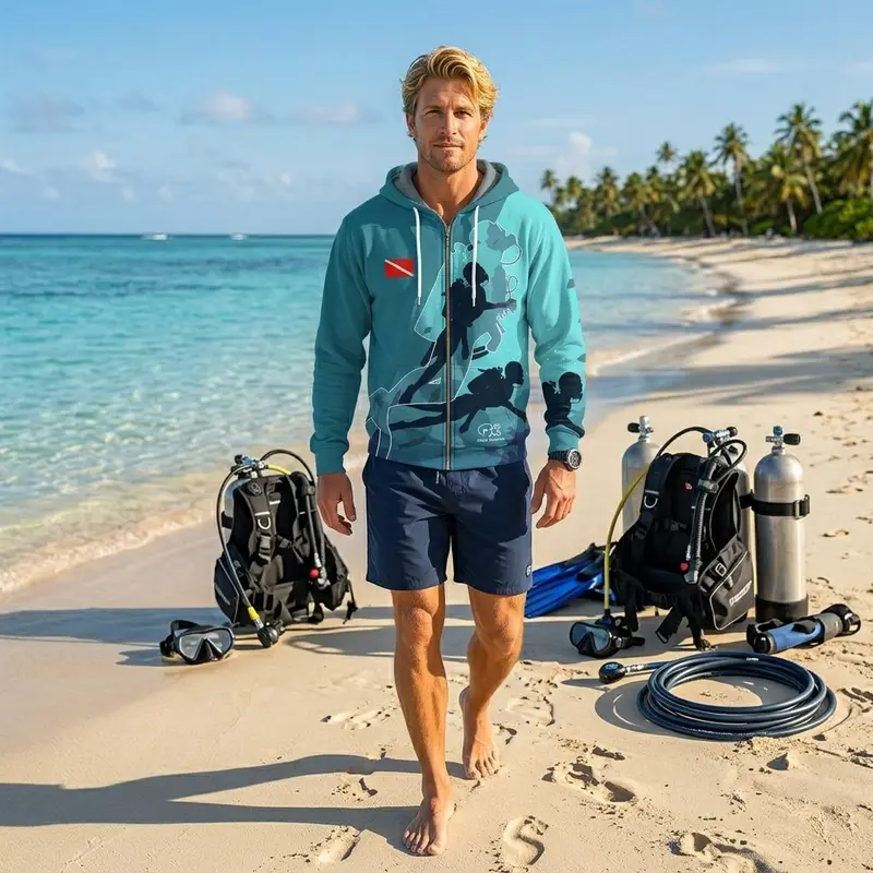 Scuba diving Hoodie for Men | Scuba Diving Summer Blue