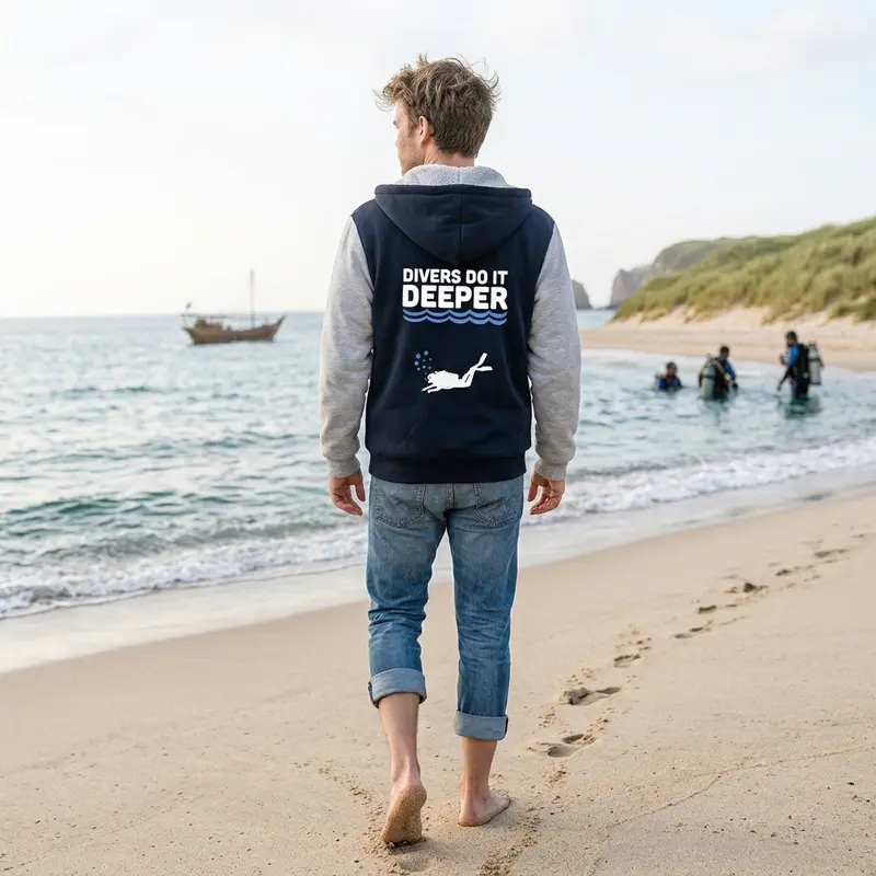 Scuba diving Hoodie Men | Coated Fleece Divers Do it Deeper