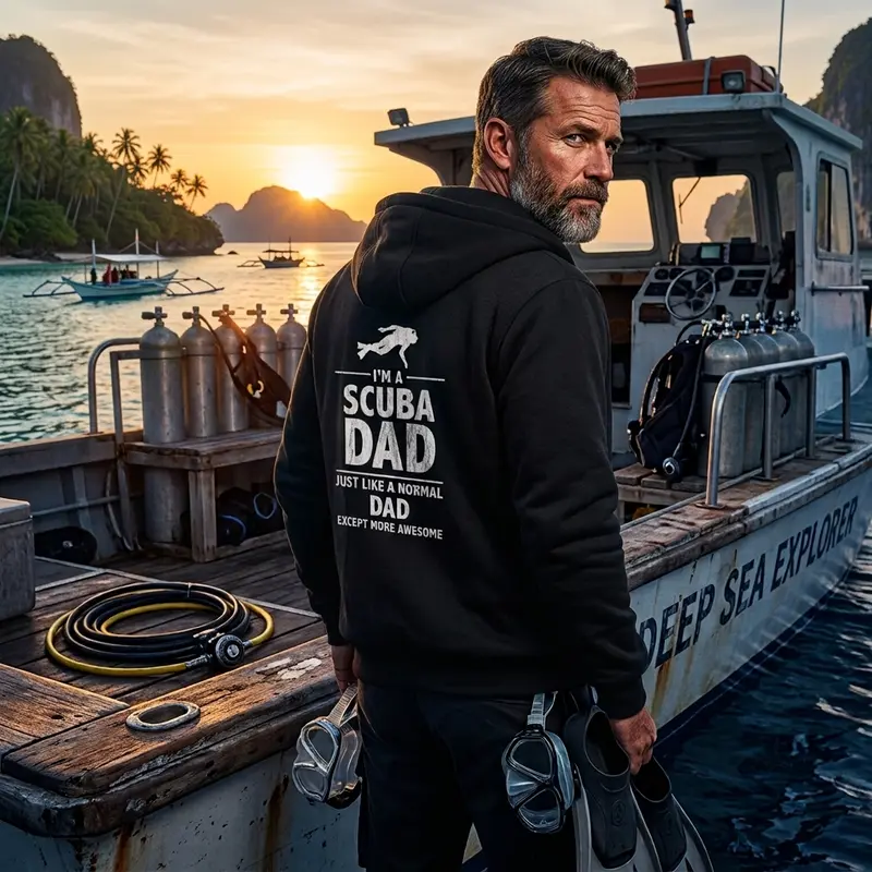 Scuba diving Hoodie Men | Coated Fleece 'I'm A Scuba Dad'