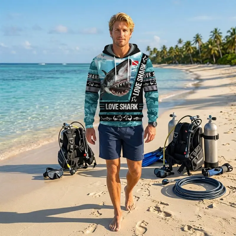 Scuba diving Hoodie Summer Men | Love Shark