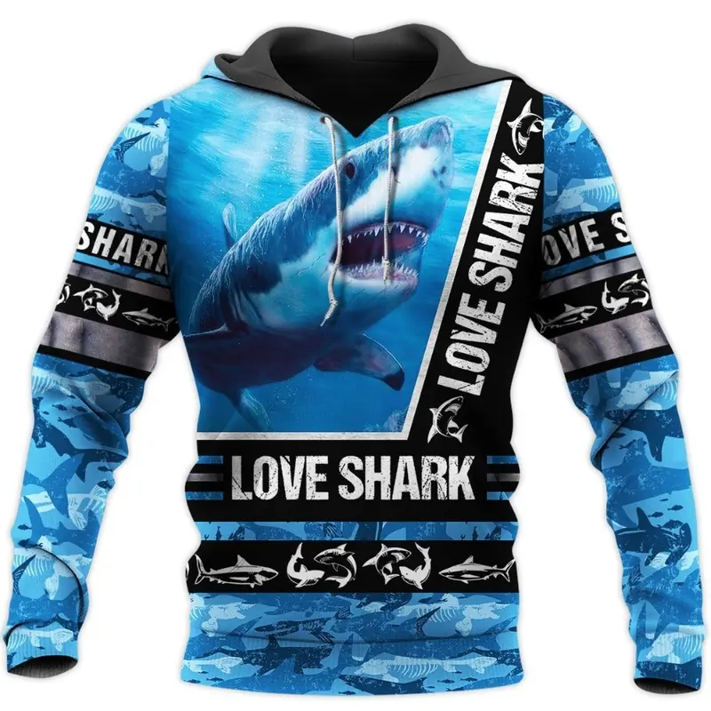 Scuba diving Hoodie Summer Men | Sharks Love Blue