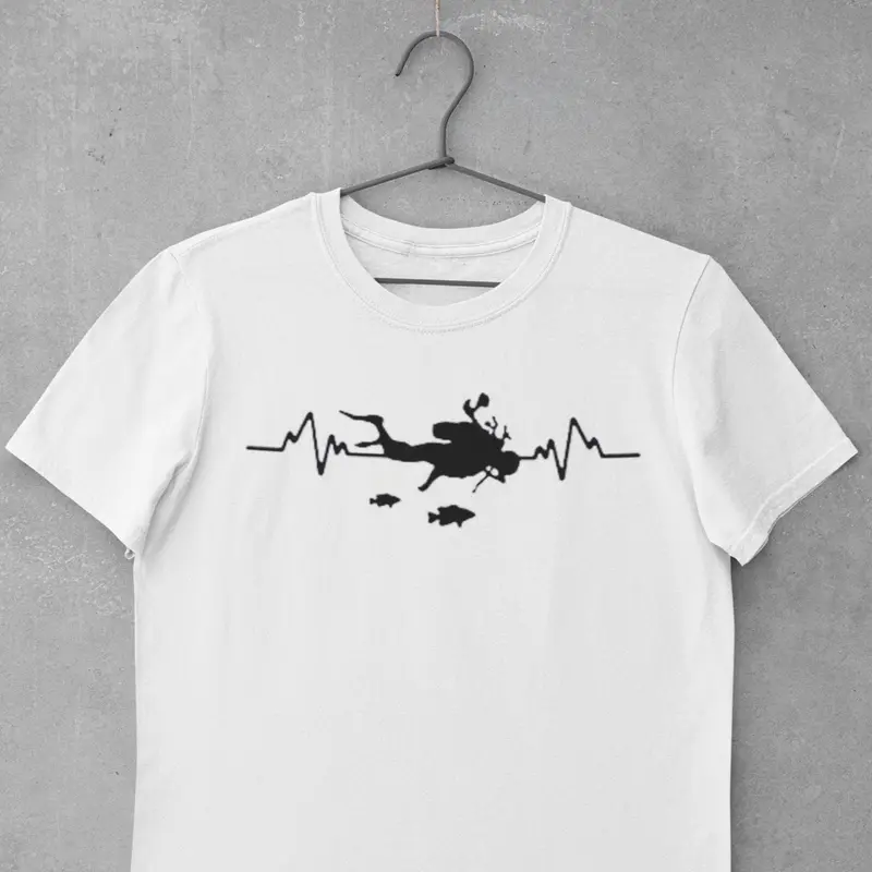 Scuba diving T-Shirt for Men | Scuba Heart Beat with Fish