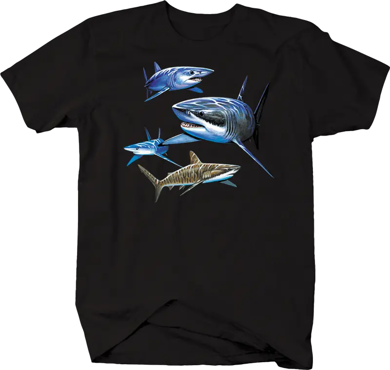 Scuba diving T-Shirt | - Great White & Tiger Shark Design