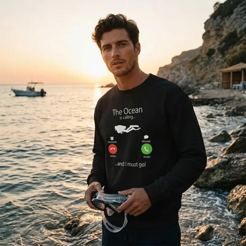 Scuba Diving Unisex Sweatshirt - The Ocean Is Calling And I Must Go