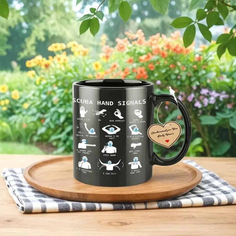 Scuba Hand Signals Ceramic Mug – Funny Diver Gift