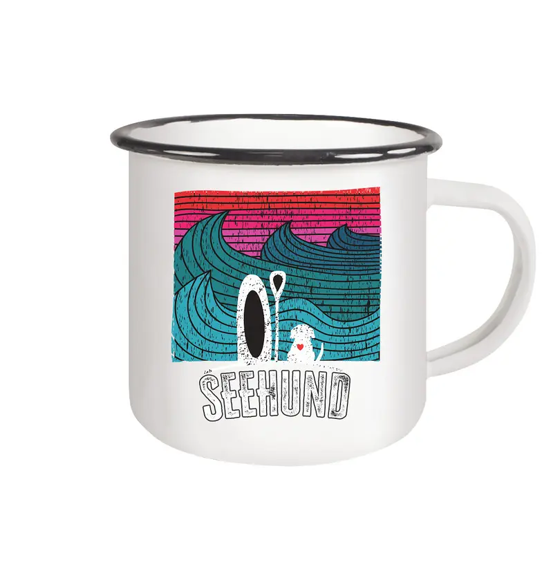 Seehund - Emaille Tasse (Black)