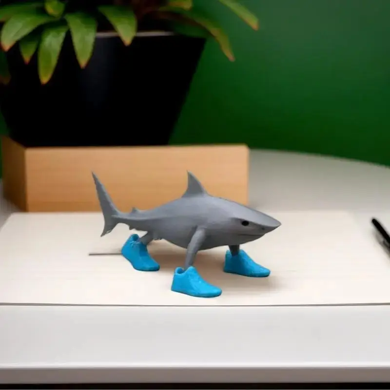 Shark Figure Decoration – Cartoon Shark with Shoes Home Desk Ornament