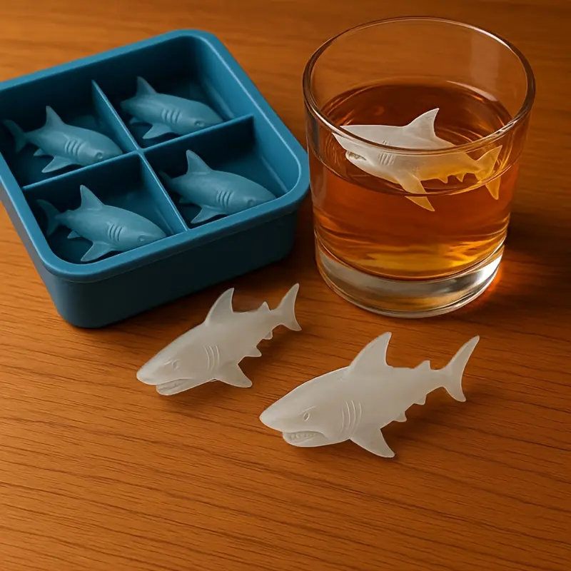 Shark Silicone Mold Tray – 4-Cavity Non-Stick Molder for Ice & More!