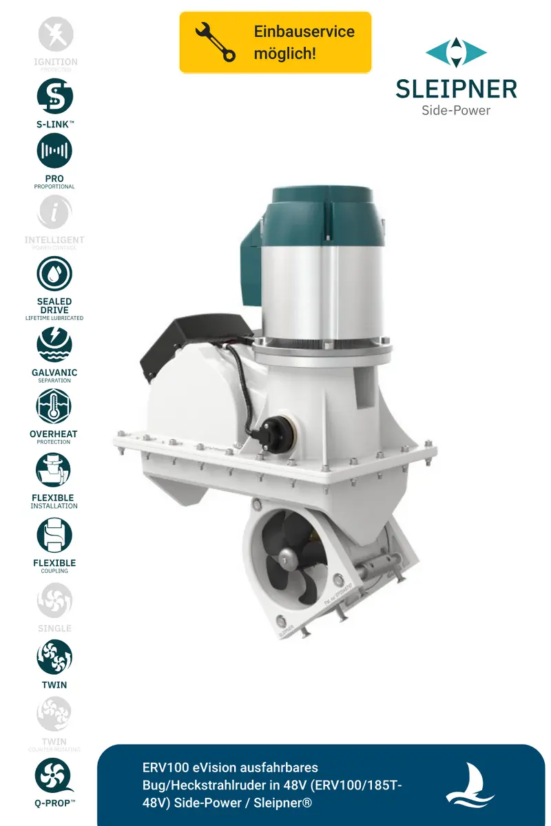 Sleipner® ERV100 eVision ausfahrbares Bug/Heckstrahlruder 48V für (ERV100/185T-48V)