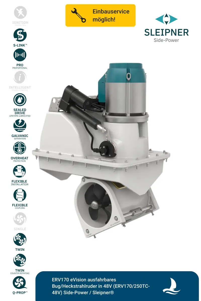 Sleipner® ERV170 eVision ausfahrbares Bug/Heckstrahlruder 48V (ERV170/250TC-48V)