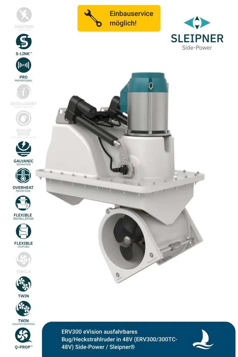 Sleipner® ERV300 eVision ausfahrbares Bug/Heckstrahlruder 48V (ERV300/300TC-48V)