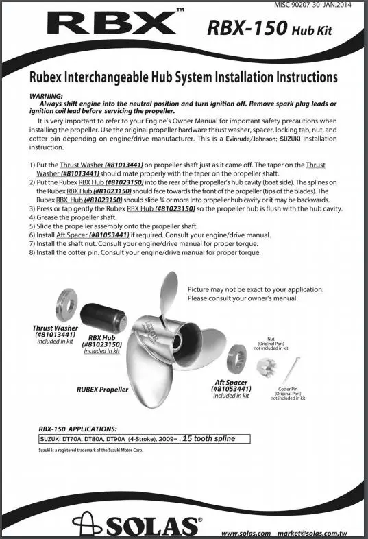 SOLAS RBX-150 Hub Kit