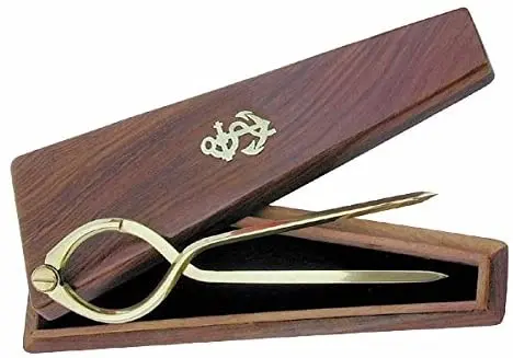 Stechzirkel- Einhand aus Messing in dekorativer Holzbox- Marinezirkel