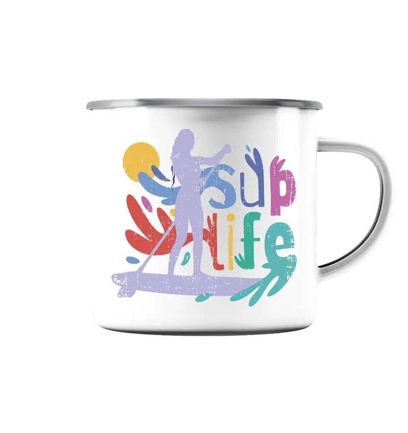 SUP-Life - Emaille Tasse (Silber)