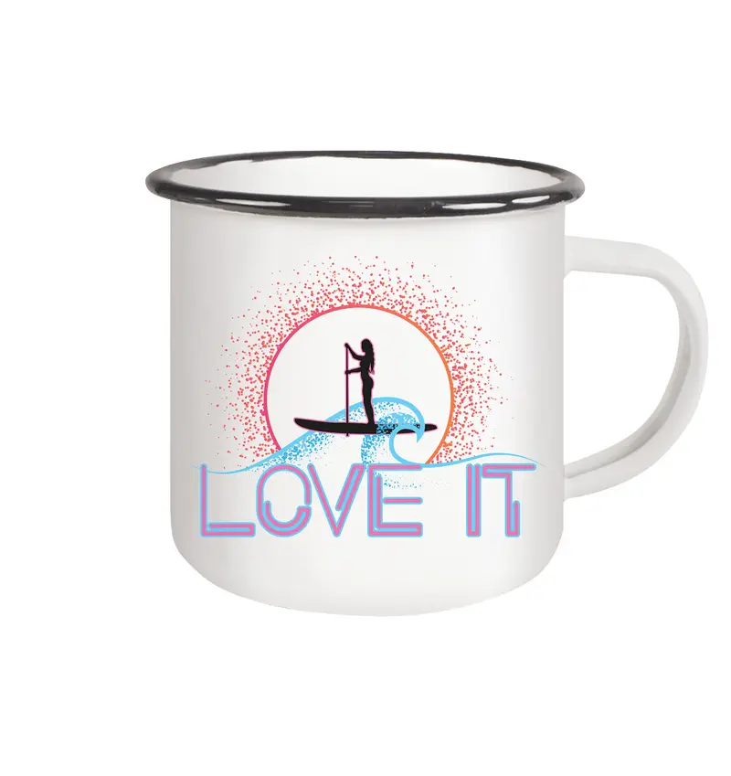 SUP- Love It - Emaille Tasse (Black)