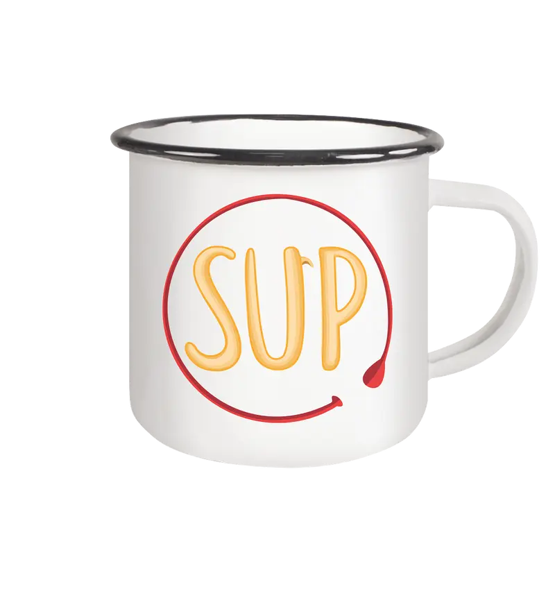 SUP & Paddle - Emaille Tasse (Black)