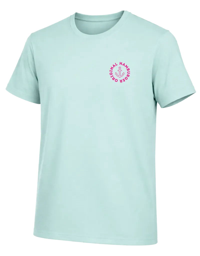 T-Shirt Hamburger Original Anker Print neon Pink linke brust