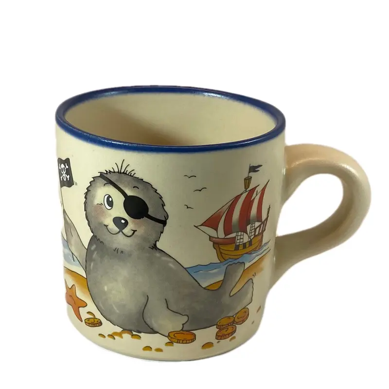 Tasse, Keramik, Robbe „Pirat“ mit Wunschnamen - Jeder Name ist möglich!