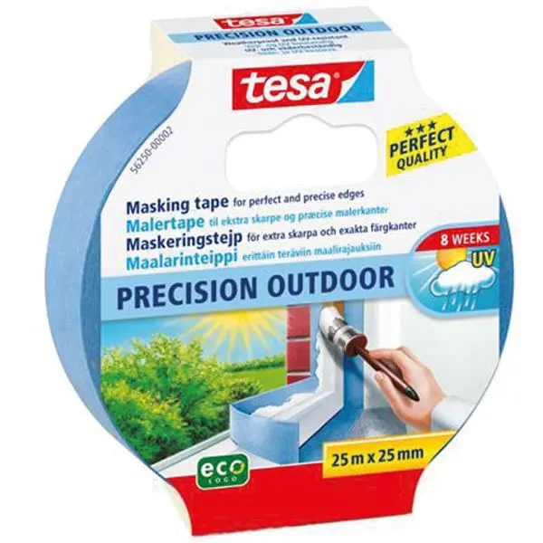 Tesa Malerband Precision Outdoor – UV-beständiges Abklebetape für scharfe Kanten