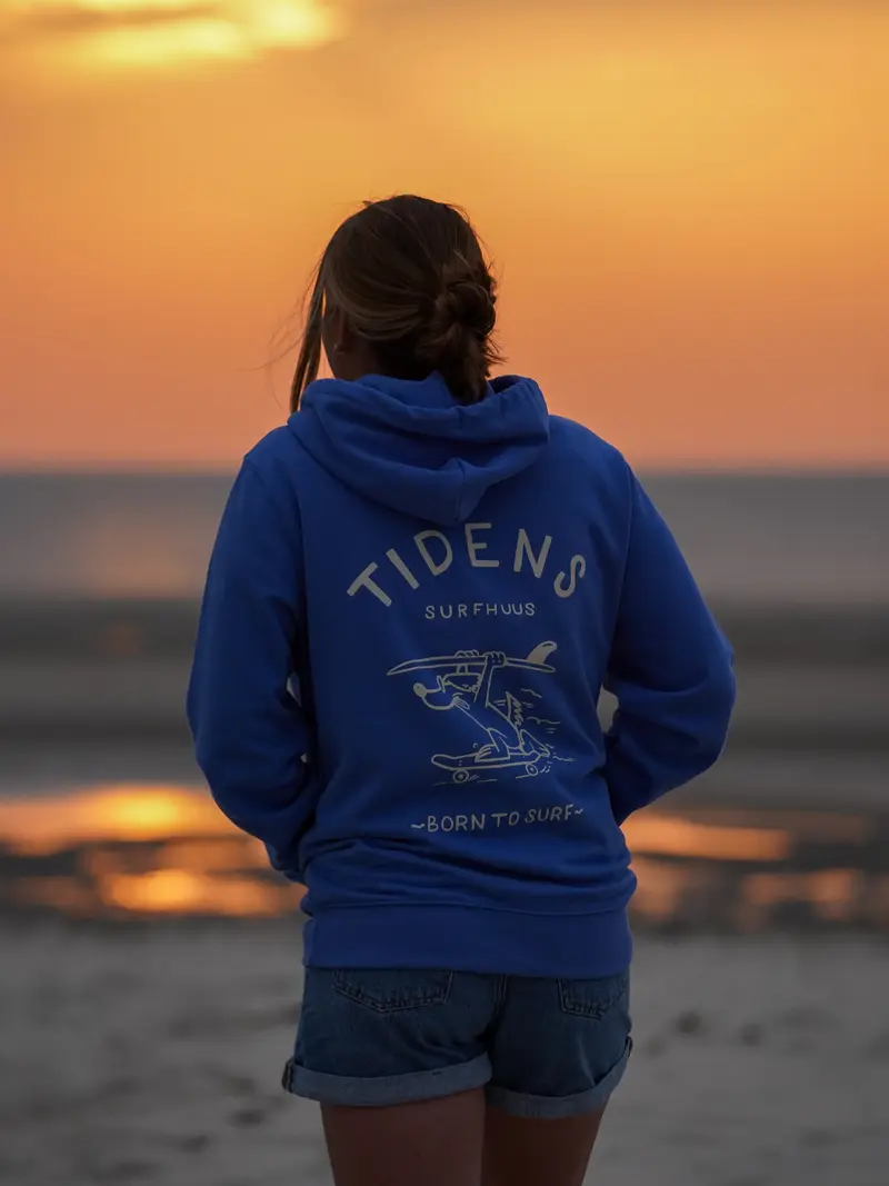 Tidens Hoodie "Born to Surf" light blue