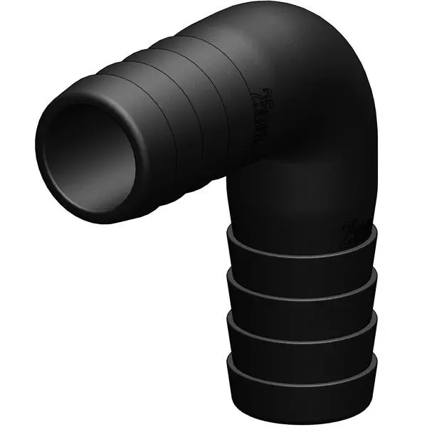 Trudesign 90°-Schlauchverbinder – glasfaserverstärkter Kunststoff, schwarz