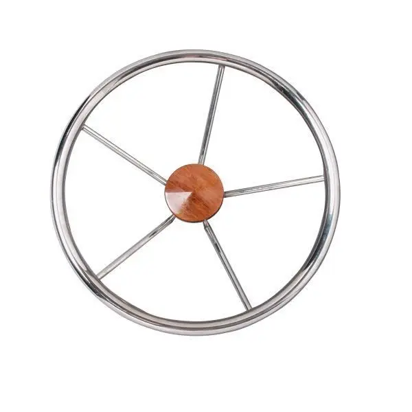 Ultraflex Steuerrad – polierter Edelstahl mit Teak-Zierknopf, Ø 400 mm
