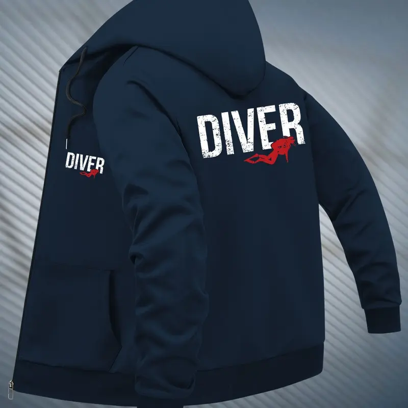 Unisex Hooded ‘DIVER’ Jacket – Lightweight Zip-Up Outerwear with Pockets