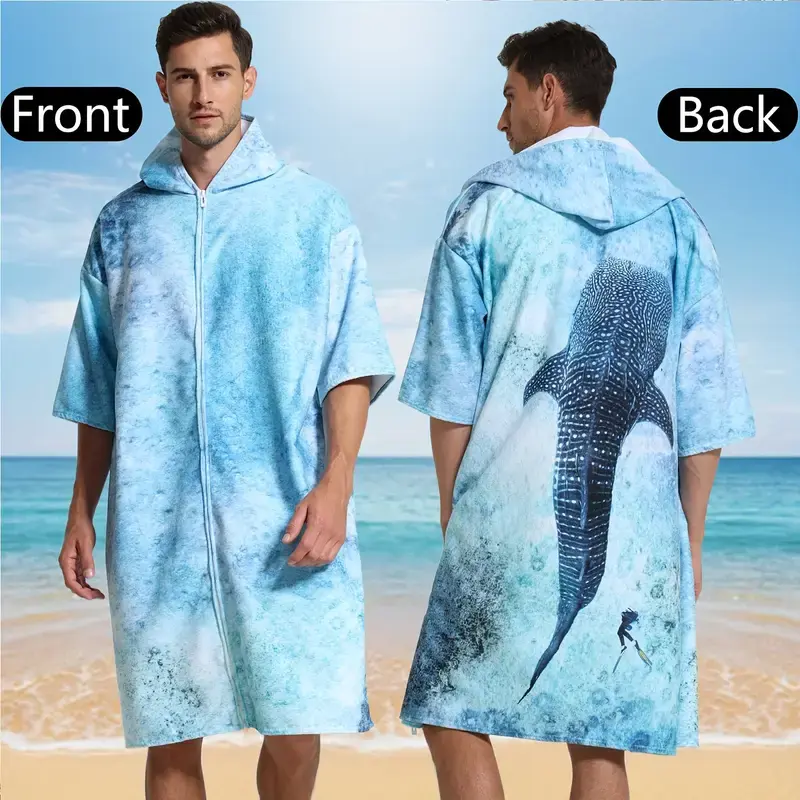 Unisex Quick-Dry Towel Poncho – Coastal Beach Robe for Swimming & Travel
