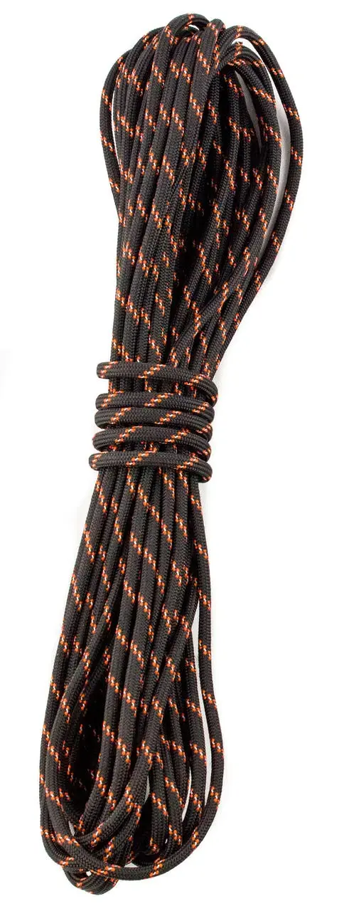 USA Made 550 Paracord w/ Reflective Tracer, 35 ft, Black/Orange