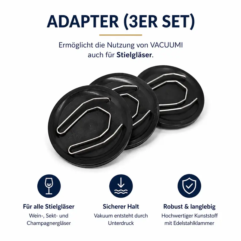🍷 VACUUMI Adapter-Set für Stielgläser (3er-Set)