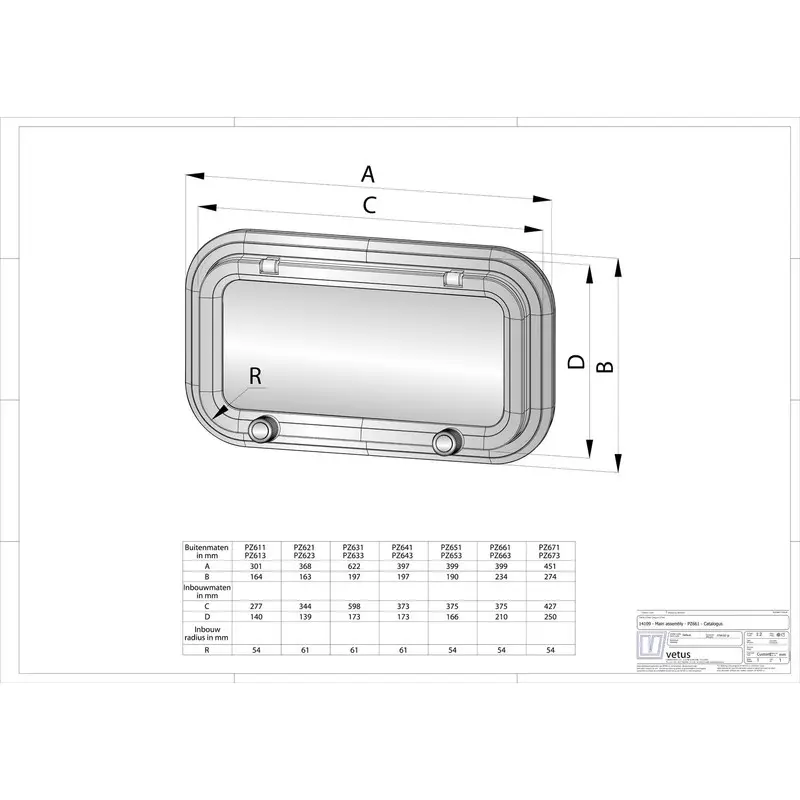 Vetus Bullauge PZ611, Aluminium, Kategorie A1