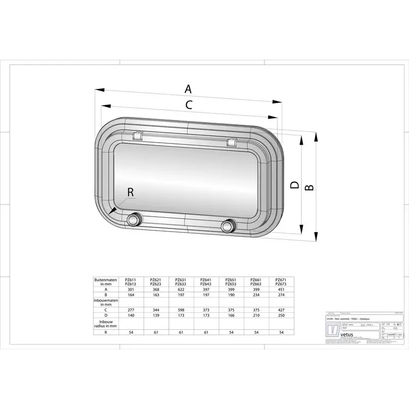 Vetus Bullauge PZ631, Aluminium, Kategorie A1