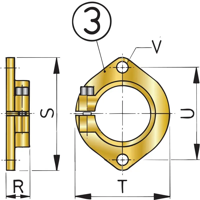 Vetus Montageflansch für Stevenrohr, Ø 45mm